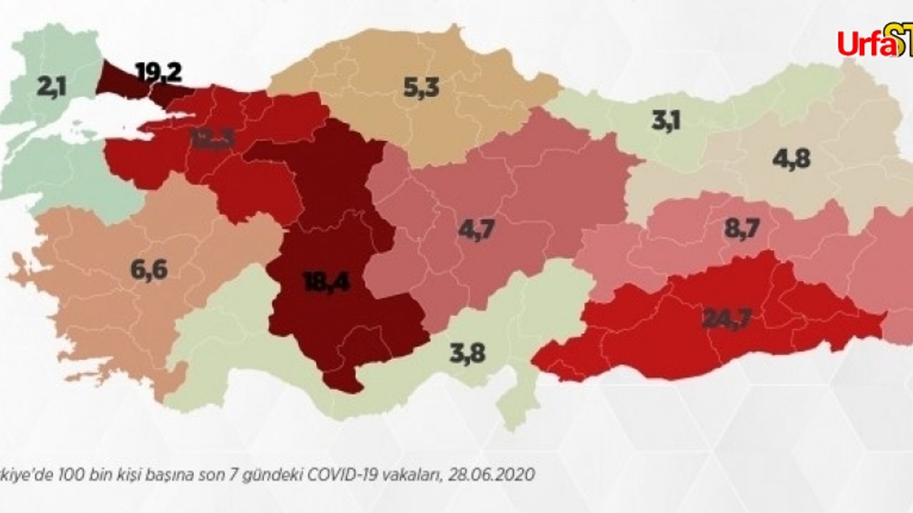 İşte Türkiye’nin koronavirüs vaka dağılımı…