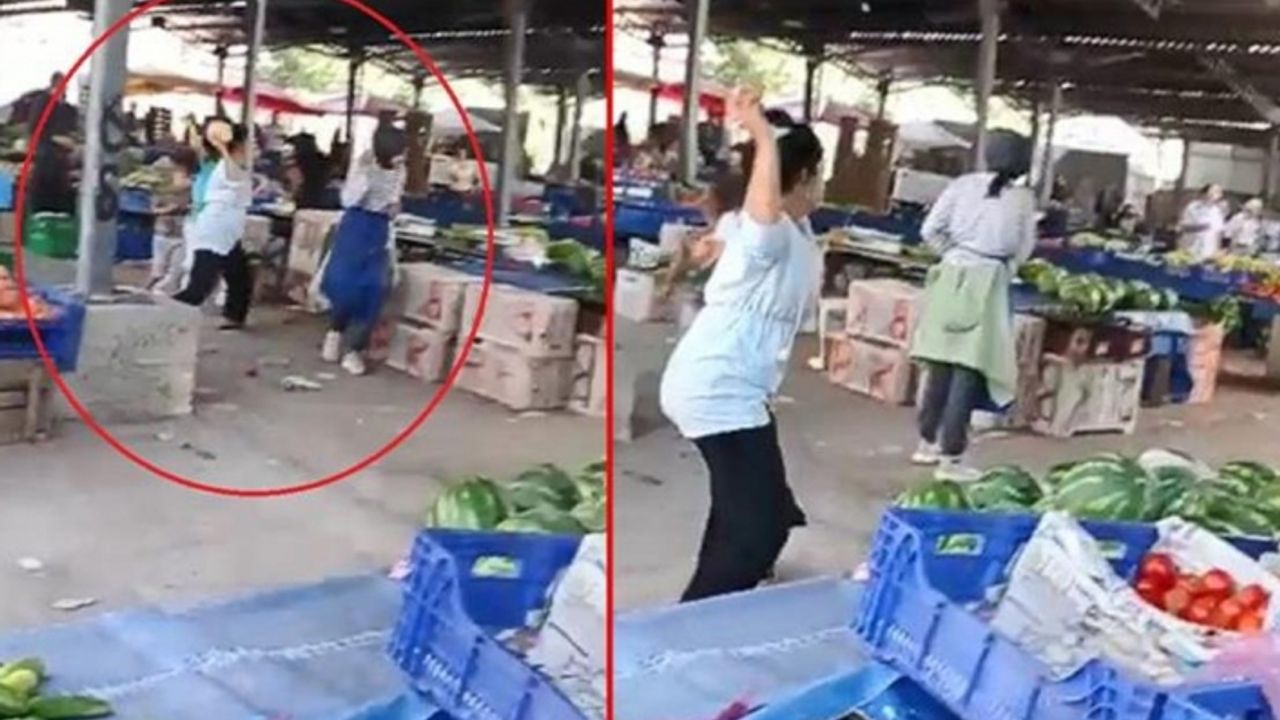 Babalarının ilişki yaşadığı kadınla pazarda karşılaşınca sebze savaşı çıktı