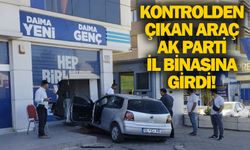 Kontrolden çıkan araç AK Parti il binasına girdi