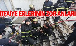 Atölyedeki yangına canla başla müdahale ettiler