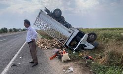 Lastiği Patladı, takla atıp şarampole devrildi!