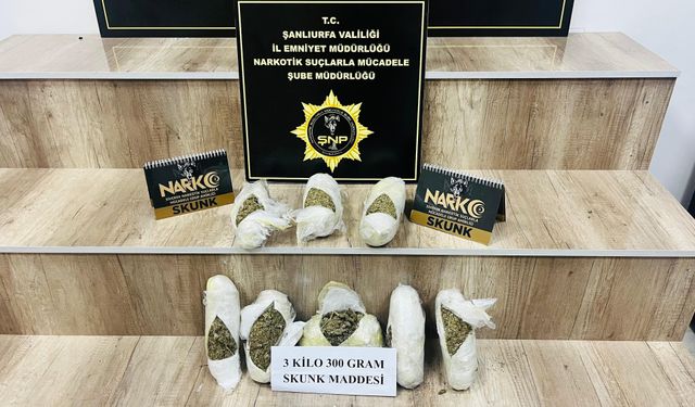 Urfa'da 3 kilo 300 gram ele geçirildi