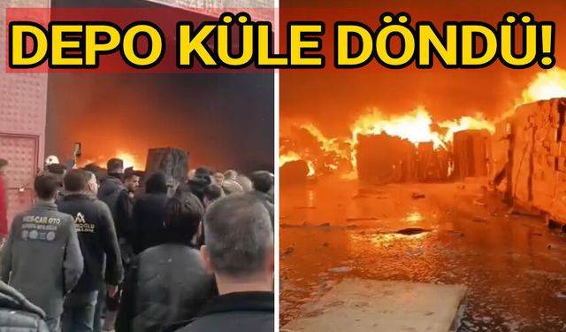 Evren Sanayi'de bir depo alevlere teslim oldu