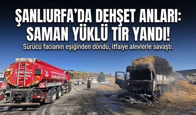 Tonlarca saman kurtarıldı ama tır küle döndü