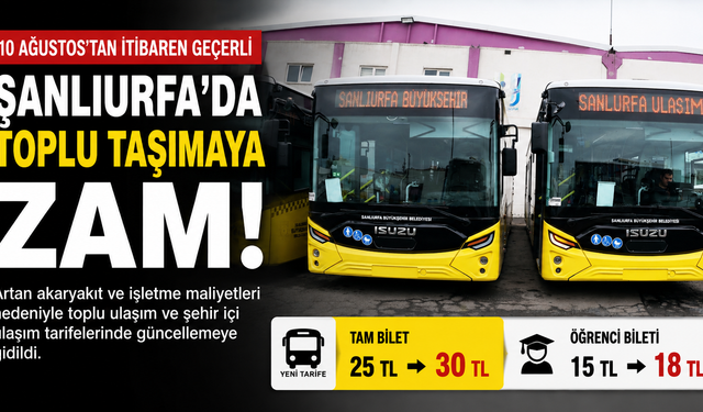 Urfa'da toplu taşımaya zam geldi!