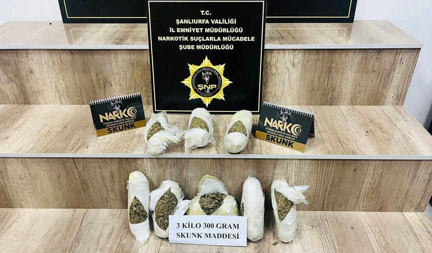 Urfa'da 3 kilo 300 gram ele geçirildi