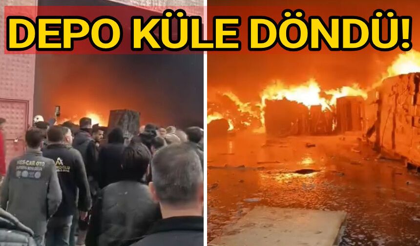 Evren Sanayi'de bir depo alevlere teslim oldu