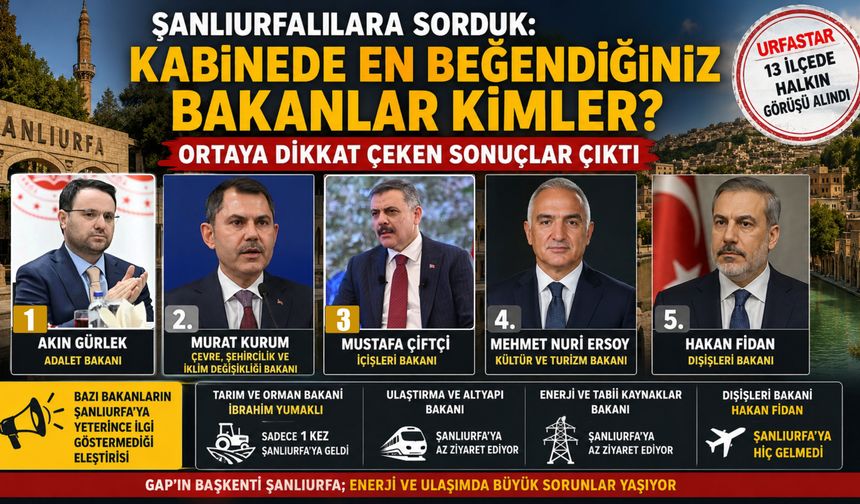 Şanlıurfalılardan Kabine Yorumu! En Beğenilen Bakanlar Belli Oldu