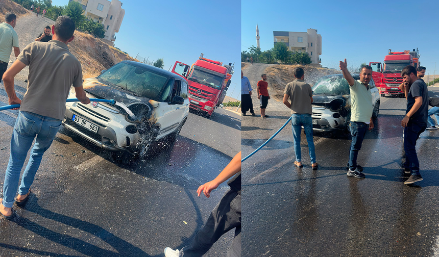 Şanlıurfa'da otomobil yangını ucuz atlatıldı