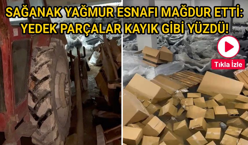 Evren Sanayi'de depoları yağmur suyu bastı